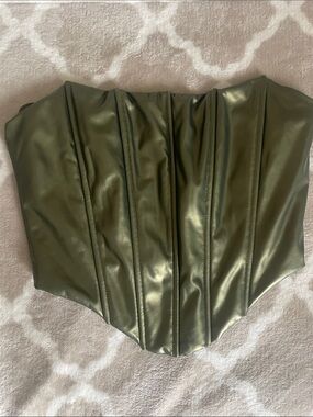 Windsor Olive Green Faux Leather Corset Top